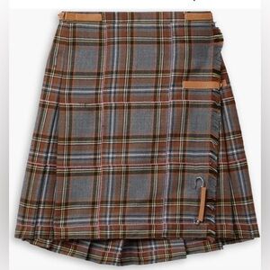 Lafayette 148 New York Gray and Brown Plaid Mini Skirt